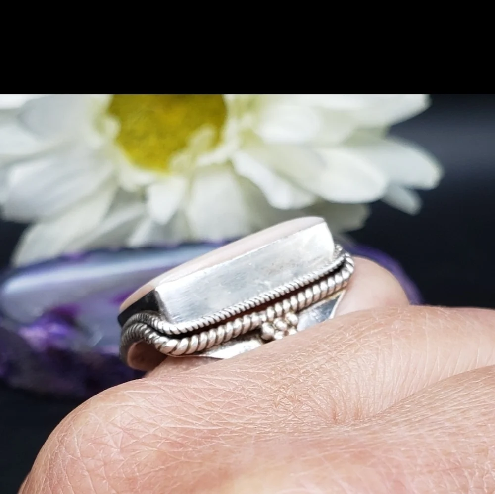 Vintage Sterling And Pink Stone Ring
